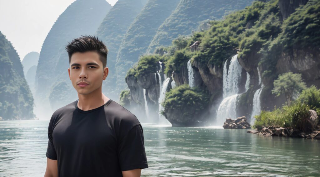 A stunning view of Iceland's Highlands featuring lush landscapes and cascading waterfalls