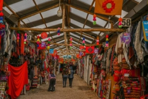 Colorful market stalls in Cusco