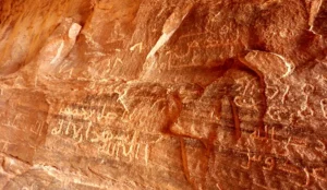 Ancient rock art in Wadi Rum