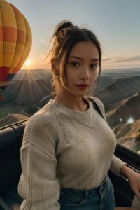 A vibrant hot air balloon soaring over the landscapes of Spain, capturing the essence of adventure