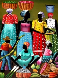 Vibrant African Market Scene Art