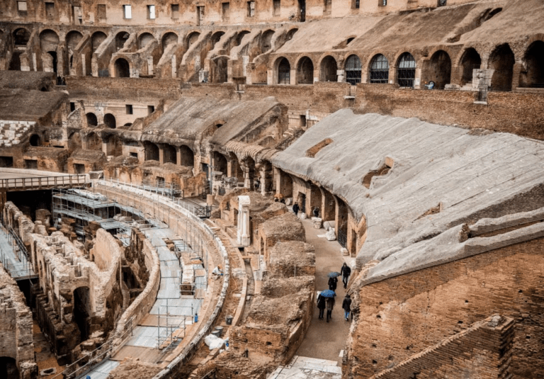 Inside the Colosseum, Ancient Roman Arena in Italy