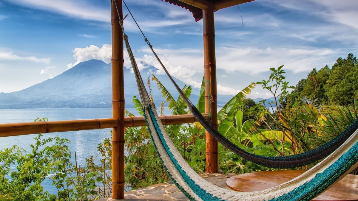 Serene Lake View from Hammock on Sunny Day