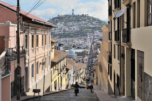 Calle de las Siete Cruces in Quito, a street with a rich historical background.