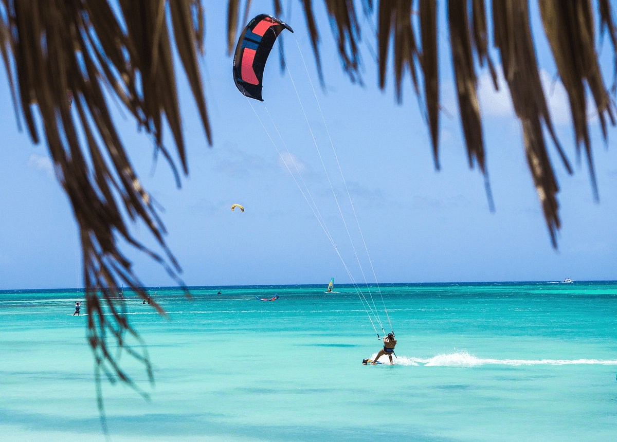 Kiteboarding in Aruba's warm waters